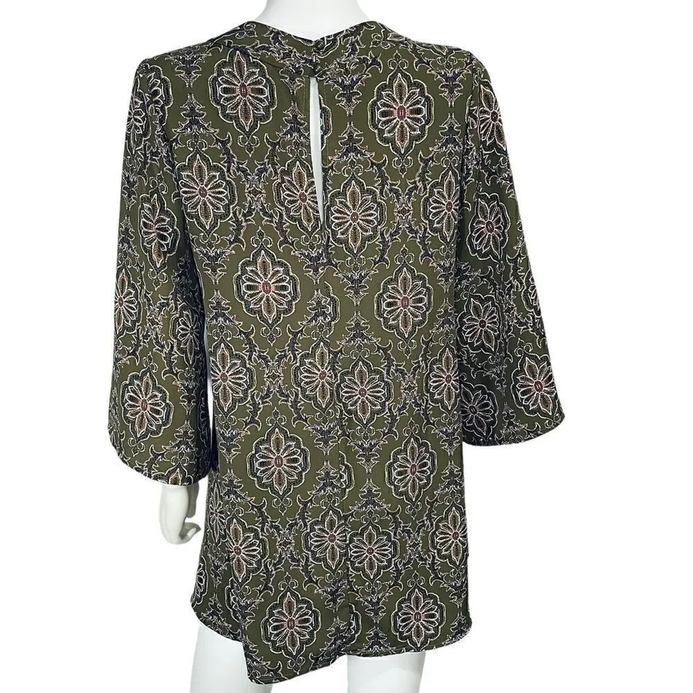 Ee:some Damask Print Bell Sleeve Oversized Top Medium